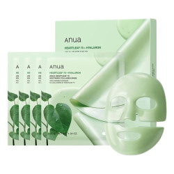 Anua Heartleaf 70 Mascarilla calmante con colágeno, 4 mascarillas