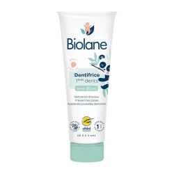 Biolane Pasta de dientes para los primeros dientes con flúor, de 0 a 3 años, sabor a fresa, 50 ml