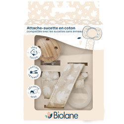 Biolane: sujetachupetes de algodón beige para chupetes sin anilla