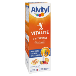 Alvityl VITALITÉ - Solución multivitamínica para tomar por vía oral - 9 vitaminas - A partir de los 3 años, 150 ml