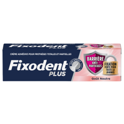 Fixodent Plus Barrera antipartículas. Crema adhesiva para prótesis totales y parciales. Sabor neutro. 35 g