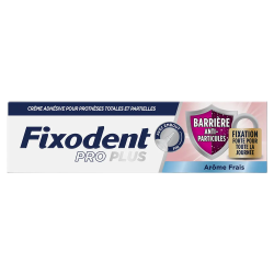 Fixodent Pro Plus Crema adhesiva para prótesis totales y parciales, frescor y barrera antipartículas, 35 g