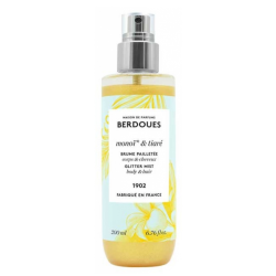 Berdoues Bruma con purpurina de monoi y tiaré para cuerpo y cabello, 200 ml