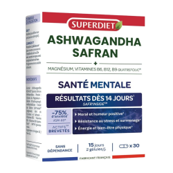 Superdiet ashwagandha y azafrán para la salud mental, 30 cápsulas