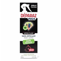 DEPARAZ POUX - Loción Flash Antipiojos - Tratamiento Flash de 5 minutos - A partir de 1 año, 150 ml