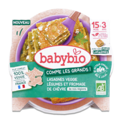 BABYBIO Plato completo: Lasaña vegetariana, de 15 meses a 3 años