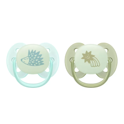 Chupete Philips Avent Ultra Soft Nighttime 0-6 meses, azul/verde, 2 unidades