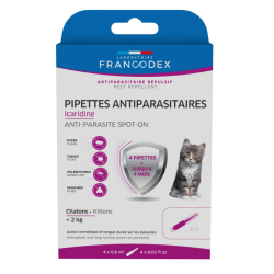 Francodex 4 pipetas antiparasitarias Icaridine de 0,6 ml para gatitos