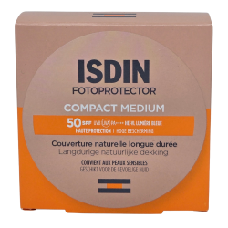 Isdin Fotoprotector Compact Cobertura Natural de Larga Duración SPF50 10 g - Tono: Medio