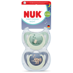 NUK Lote de 2 chupetes 18/36 meses First Choice Noche