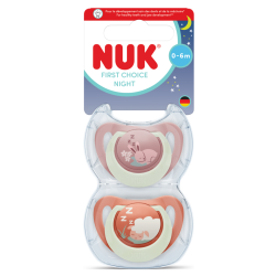 Nuk: Lote de 2 chupetes 0-6 meses First Choice Noche