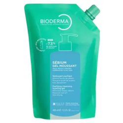 Bioderma Sébium Gel limpiador espumoso purificante, recambio ecológico, 400 ml