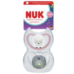 NUK Perfect Match Air Night 6–18 meses – Pack de 2 chupetes