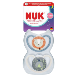 NUK Perfect Match Air Noche – Pack de 2 chupetes para 6-18 meses