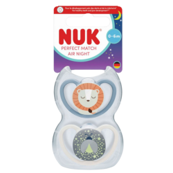 NUK Perfect Match Air Noche – Pack de 2 chupetes para 0-6 meses