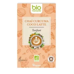 Vitavea Chai con cúrcuma y coco, latte ecológico, 20 sobres