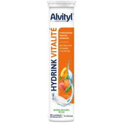 Alvityl Hydrink Vitalité Melocotón, 20 comprimidos efervescentes