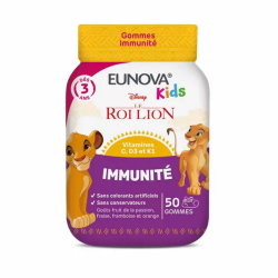 Eunova Kids Gominolas para la inmunidad «El Rey León», con sabores a maracuyá, fresa, frambuesa y naranja, 50 gominolas