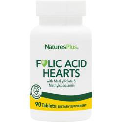 Natures Plus Folic Acid Hearts, 90 comprimidos