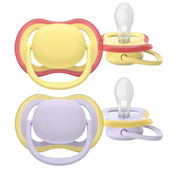 Avent Ultra Air, lote de 2 chupetes ortodónticos para 0-6 meses, color aleatorio