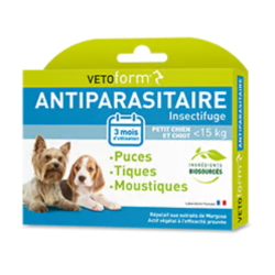 Vetoform Antiparasitario en pipetas para perros de menos de 15 kg x3