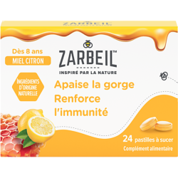 Zarbeil Garganta Inmunidad Miel Limón 24 pastillas