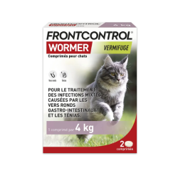 Frontline Frontcontrol Wormer, antiparasitario para gatos, 1 comprimido por cada 4 kg, x2