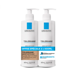La Roche-Posay Toleriane Fluido Limpiador y Desmaquillante para pieles sensibles, 2 x 400 ml