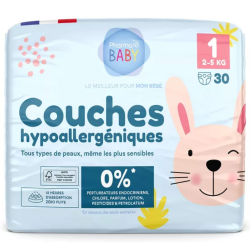 Pharmababy, 30 pañales hipoalergénicos para 2-5 kg, aptos para todo tipo de piel, talla 1