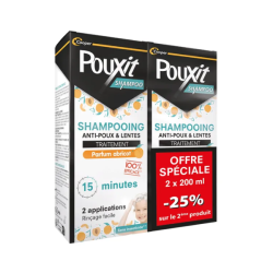 Pouxit Champú para el tratamiento contra los piojos y las liendres - Aroma a albaricoque, 2 x 200 ml