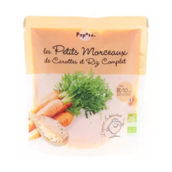 Popote «Les Petits Morceaux»: zanahorias y arroz integral, a partir de los 8/10 meses, ecológico, 190 g