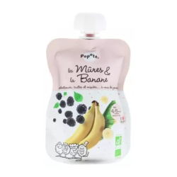 Popote Gourde: Compota de moras y plátano. A partir de los 4/6 meses. Ecológica. 120 g