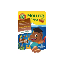 Omega-3 P'tits Poissons de Möller's, 36 gominolas - Sabor: Cola