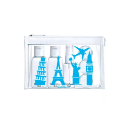 ESTIPHARM Estuche azul con frascos de viaje, 5 recipientes
