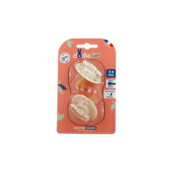 Dodie Gaïa 2 chupetes redondos de caucho natural, 0-6 meses
