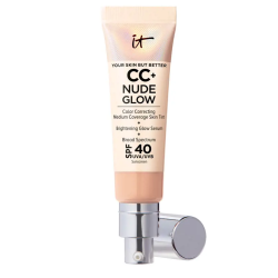 Base de maquillaje ligera CC+ NUDE GLOW de IT Cosmetics + sérum iluminador SPF 40
