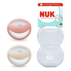 NUK Perfect Match Chupete de silicona 0-6 meses Beige/Rojo, pack de 2