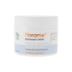 Florame Desodorante en crema 24 horas para pieles sensibles, ecológico, 50 g