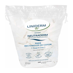 Neutraderm: toallitas rectangulares 100 % algodón, 180 unidades