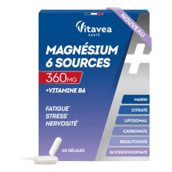 Vitavea Magnesio de 6 fuentes + vitamina B6, 60 cápsulas