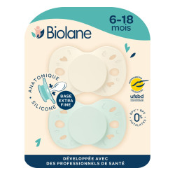 Biolane Chupete anatómico Essentielle 6-18 meses verde y beige