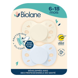 Biolane Chupete anatómico Essential 6-18 meses azul y beige