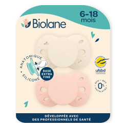 Biolane Chupete anatómico Essential, de 6 a 18 meses, rosa y beige