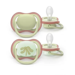 AVENT ULTRA AIR DAY AND NIGHT - Chupetes ortodónticos - Diseño en tonos pastel - De 6 a 18 meses, 2 chupetes