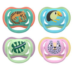 Avent Ultra-Air, pack de 2 chupetes ortodónticos para 6-18 meses - Motivos de animales aleatorios