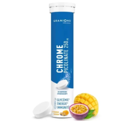 Granions Picolinato de cromo 250 mg: glucemia, energía e inmunidad - 20 comprimidos efervescentes con sabor a mango y maracuyá