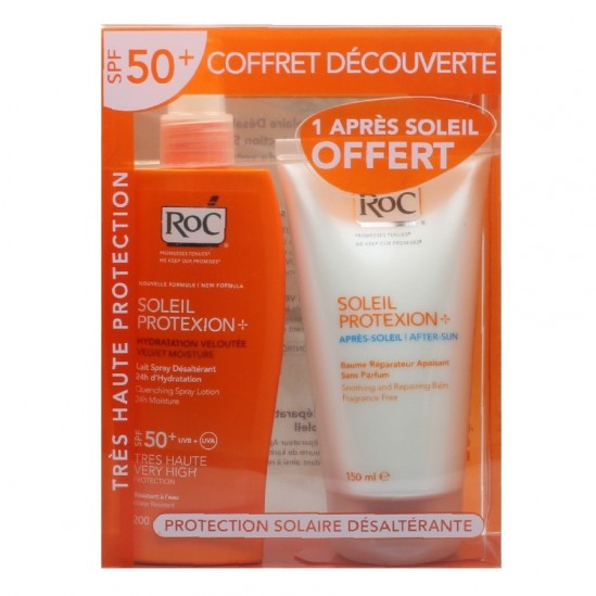Roc coffret désaltérant soleil protexion spray SP50+ après soleil 200ml + 150ml Roc coffret désaltérant soleil protexion spray SP50+ après soleil 200ml + 150ml