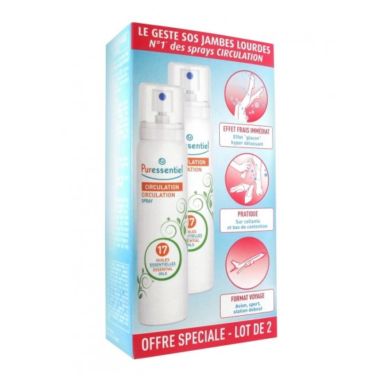 Puressentiel Spray Circulation aux 17 Huiles Essentielles Lot de 2 x 100 ml Puressentiel Spray Circulation aux 17 Huiles Essentielles Lot de 2 x 100 ml