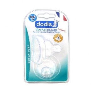 Dodie Sensation+ 2 Tetinas Planas Cuello Ancho 0-6 Meses Flujo 2 Medio