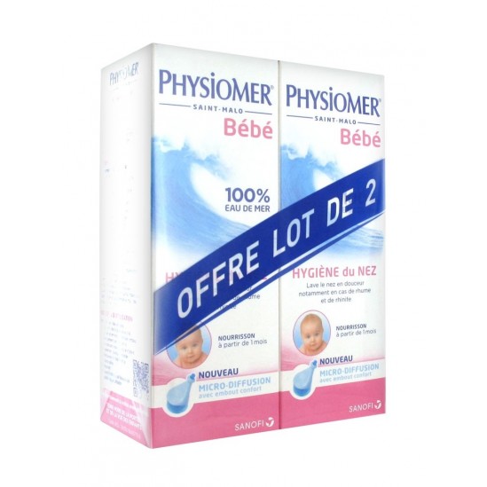 Physiomer Hygiène Nasale Nourrissons Micro-Diffusion Lot de 2 x 115 ml Physiomer Hygiène Nasale Nourrissons Micro-Diffusion Lot de 2 x 115 ml